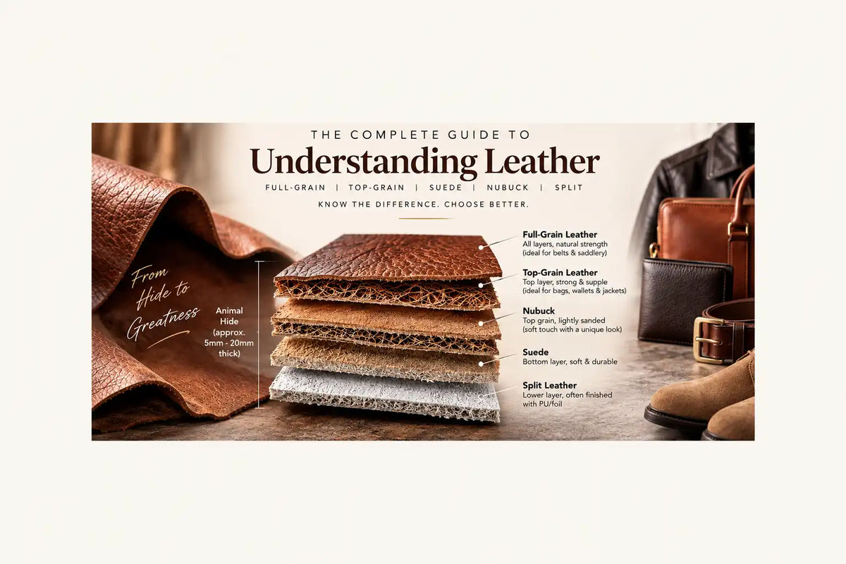 What Are the Different Types of Leather? Genuine Leather, Full-Grain Leather, Top-Grain Leather, Suede and Nubuck