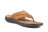 Tan Leather Comfort Slipper-01524 Brown Oxhide