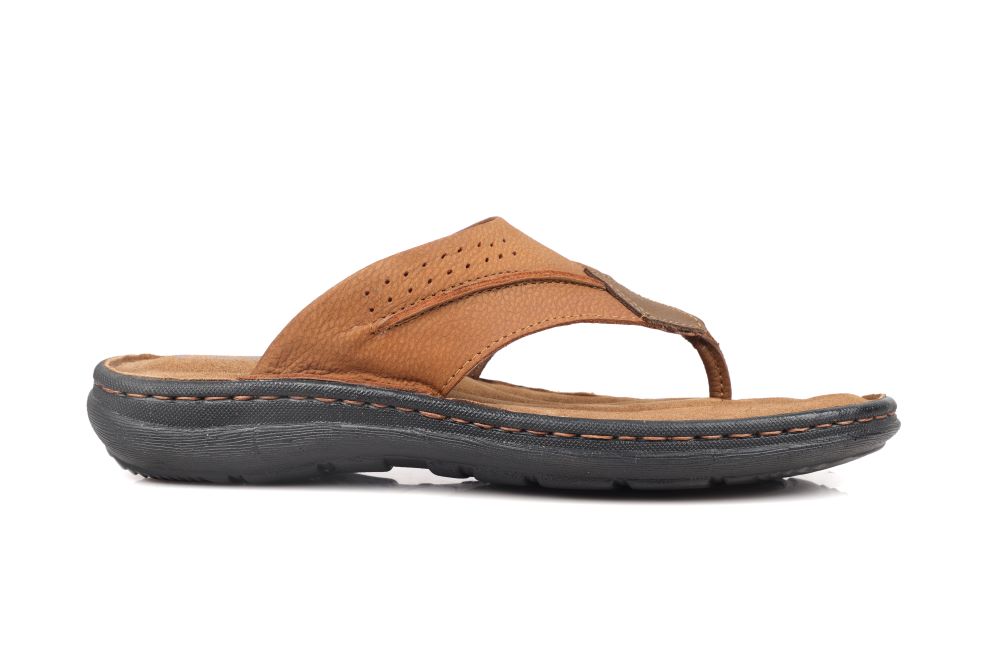 Tan Leather Comfort Slipper-01524 Brown Oxhide