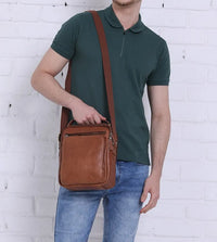 Leather Messenger Bag - Full Grain Leather Sling Bag -Leather Bag for Men / Women - Vintage Oil Leather Messenger Brown Bag- Oxhide Messenger LL10