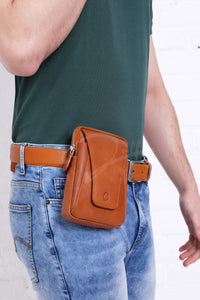Belt Pouch - Leather Belt Pouch For Men - Small Leather Pouch -  Leather Bag - J0070 Brown