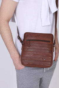 Leather Messenger Bag - Full Grain Leather Sling Bag -Leather Sling Bag for Men Brown  - Oxhide J0050