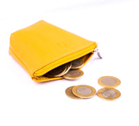 Oxhide Leather Coin Purse , Coin Pouch , Coin Storage Bag 1012 Yellow