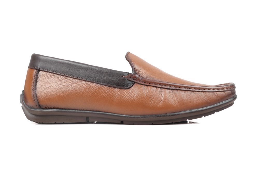 Brown Leather Slip-On Shoes-TR 1402 TAN