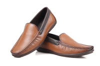 Brown Leather Slip-On Shoes-TR 1402 TAN