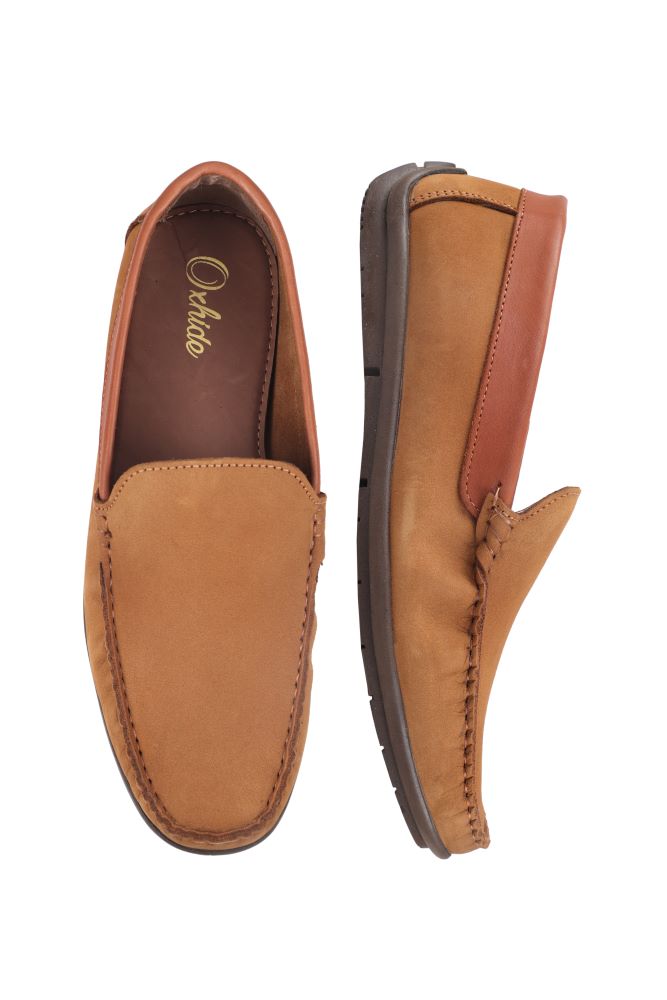 Leather Slip-On Shoes-TR 1403 Tan