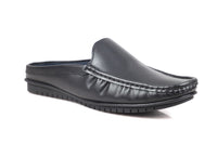 Black Leather Back-Open Slip-On Shoes -TR 1406 BLACK