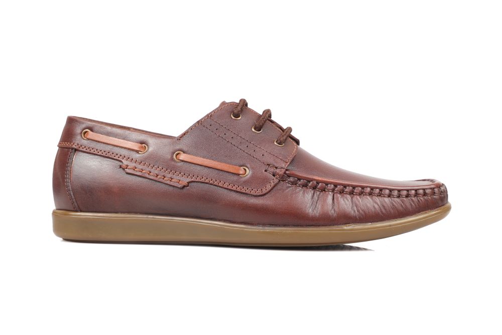 Brown Leather Boat Shoes -TR 1704 BROWN