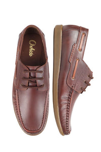 Brown Leather Boat Shoes -TR 1704 BROWN