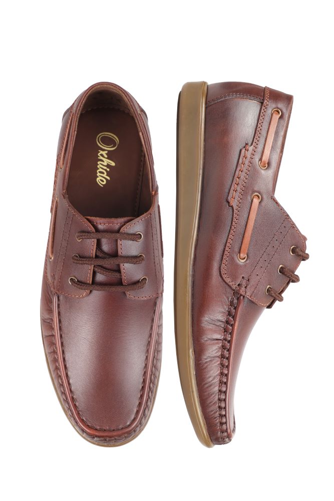 Brown Leather Boat Shoes -TR 1704 BROWN