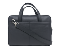 Oxhide Vintage Leather SLIM Laptop black Bag -Minimalist Black - J0066