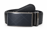 Mens Automatic Leather Belt - Full Grain Leather Ratchet Belt - Men Leather Belt with Auto Lock Buckle - TRACK BELT - Belt without hole -ABB6C Black Oxhide