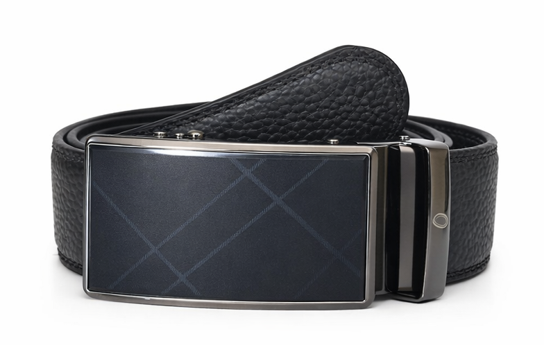 Mens Automatic Leather Belt - Full Grain Leather Ratchet Belt - Men Leather Belt with Auto Lock Buckle - TRACK BELT - Belt without hole -ABB6C Black Oxhide