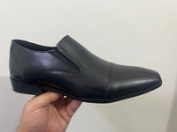 Black Leather Formal Slip-On Shoes -BOM-11635-BLK