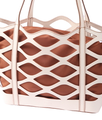 Real Leather Satchel in Leaf Cut Dual Shade Oxhide SDB2-WHITE