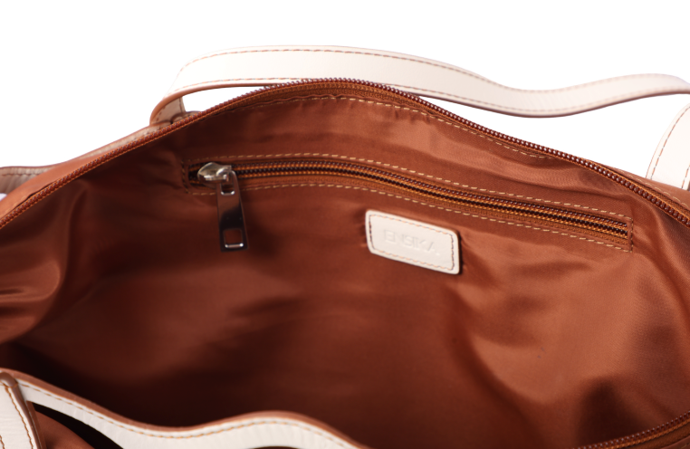 Real Leather Satchel in Leaf Cut Dual Shade Oxhide SDB2-WHITE