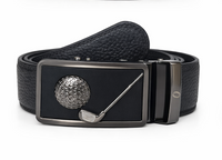 Mens Automatic Leather Belt - Full Grain Leather Ratchet Belt - Men Leather Belt with Auto Lock Buckle - TRACK BELT - Belt without hole -ABB8H Black Oxhide