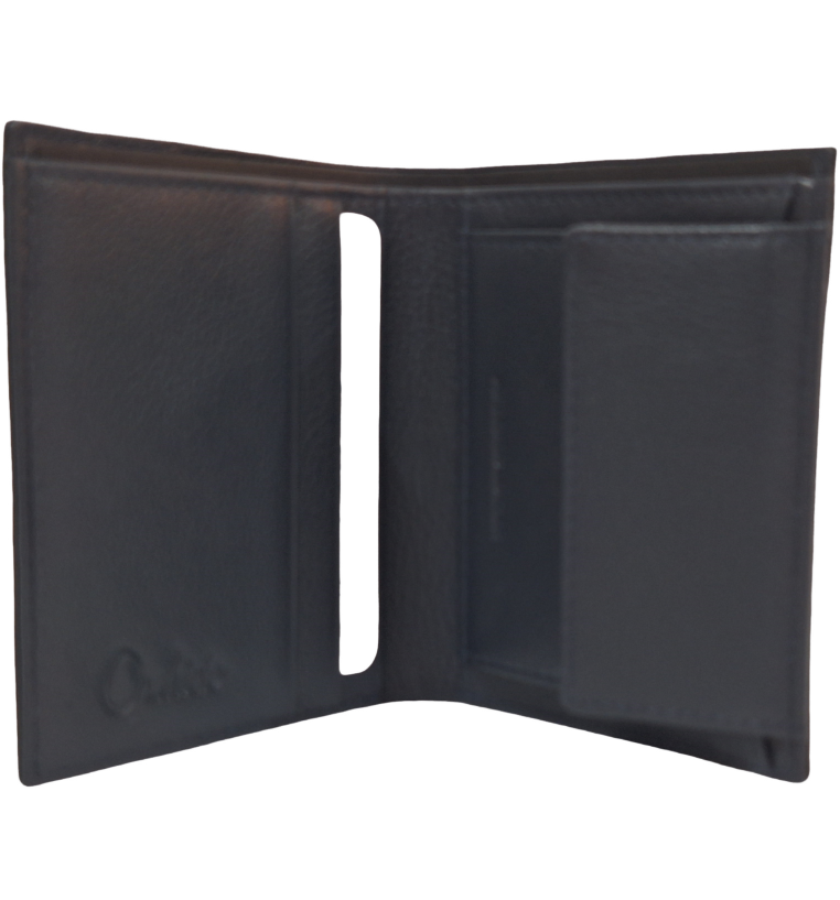 Oxhide Black Cardholder With Coin Pouch- J0010CP BLK