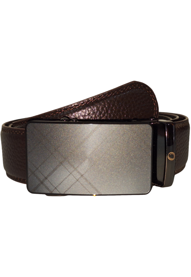 Mens Automatic Leather Belt - Full Grain Leather Ratchet Belt - Men Leather Belt with Auto Lock Buckle - TRACK BELT - Belt without hole -ABB4D Black/BrownOxhide