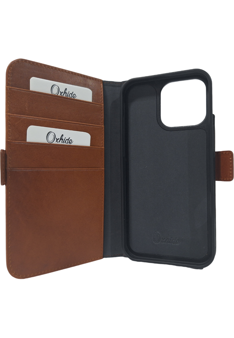 iphone 16 Leather phone covers with card holder- full leather phone cover- 1phone 16- oxhide IPH Brown