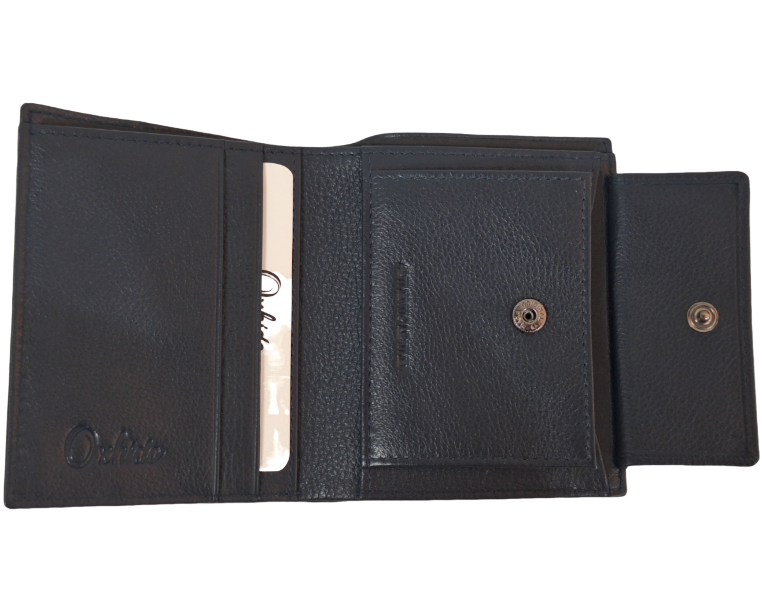 Oxhide Black Cardholder With Coin Pouch- J0010CP BLK