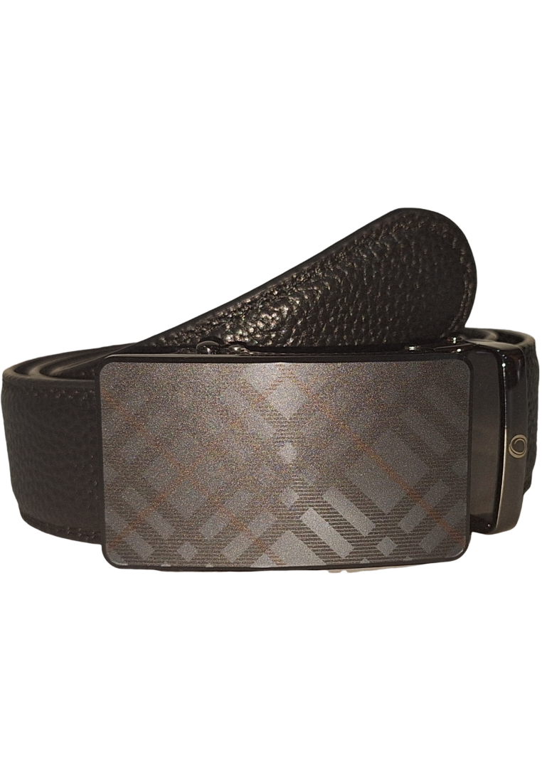 Mens Automatic Leather Belt - Full Grain Leather Ratchet Belt - Men Leather Belt with Auto Lock Buckle - TRACK BELT - Belt without hole -ABB2H Black/BrownOxhide