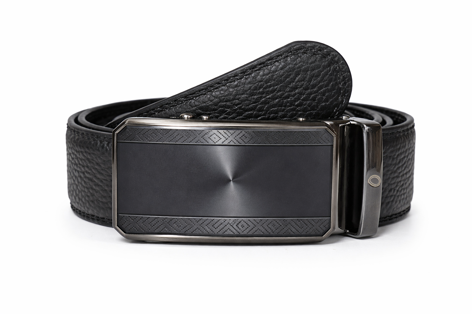 Mens Automatic Leather Belt - Full Grain Leather Ratchet Belt - Men Leather Belt with Auto Lock Buckle - TRACK BELT - Belt without hole -ABB6H Black Oxhide