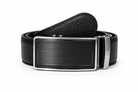 Mens Automatic Leather Belt - Full Grain Leather Ratchet Belt - Men Leather Belt with Auto Lock Buckle - TRACK BELT - Belt without hole -ABB5H Black Oxhide