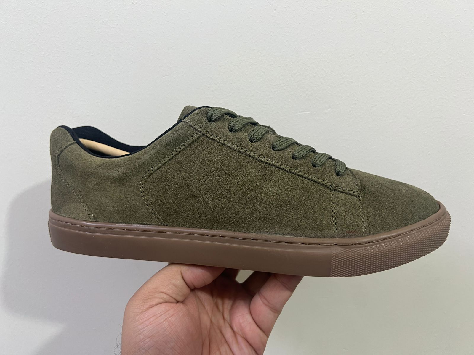 Olive Suede Leather Casual Sneakers-BOM-NEWTON2-GRN