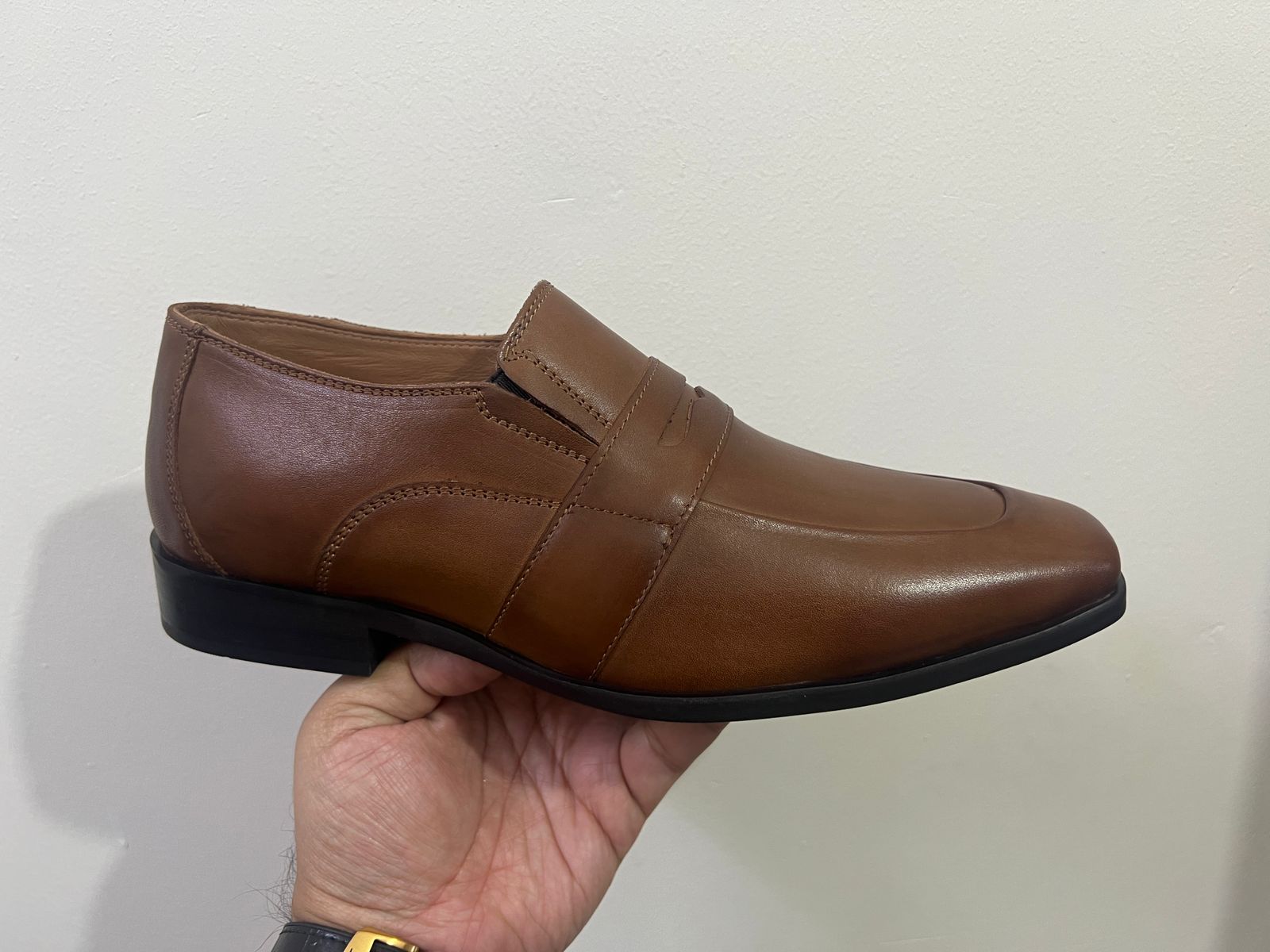 Brown Leather Formal Loafers -BOM-11631-TAN