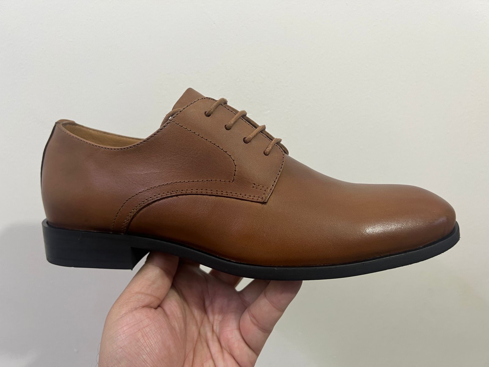 Tan Leather Formal Lace-Up Shoes-BOM-MXG931-TAN