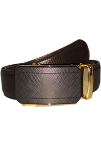 Mens Automatic Leather Belt - Full Grain Leather Ratchet Belt - Men Leather Belt with Auto Lock Buckle - TRACK BELT - Belt without hole -ABB2E Black/BrownOxhide