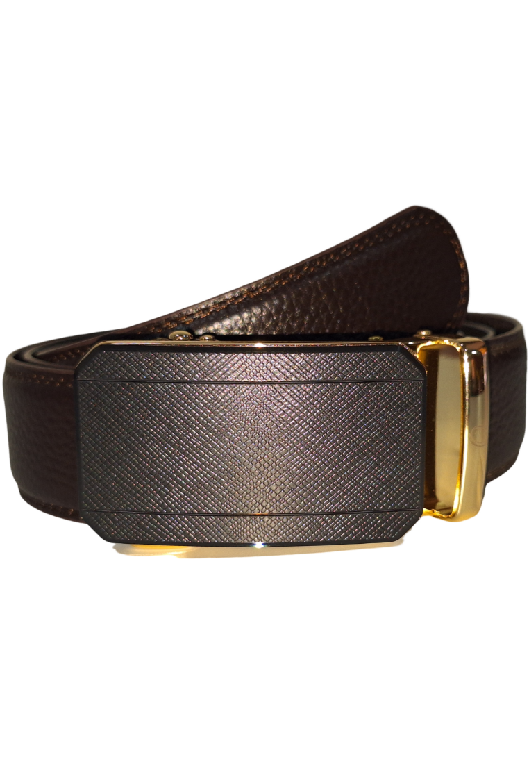 Mens Automatic Leather Belt - Full Grain Leather Ratchet Belt - Men Leather Belt with Auto Lock Buckle - TRACK BELT - Belt without hole -ABB2E Black/BrownOxhide