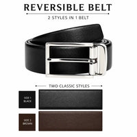 Reversible Leather Belt - 2 in 1 - Black and Brown Leather Oxhide R4