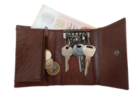 Key Wallet Coin Pouch - Leather Key Pouch - Leather Coin Pouch - Leather Coin Case - Oxhide J0023 Brown