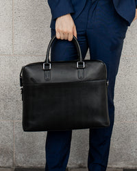Black Mens Leather Laptop office Bag -Travel bag -Sling Bag- Executive Black Bag -Oxhide CR011