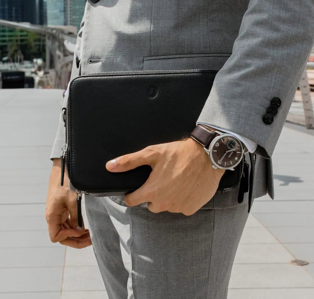 Premium Leather Messenger Bag - Full Grain Leather Sling Bag - Leather Bag for Men -J0081 BLK
