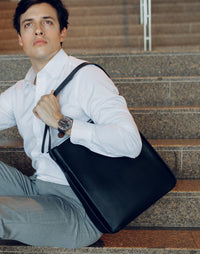 Oxhide Sling Laptop Bag Unisex - J0090 Black