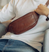 Leather Bum bag waist Pouch For Men - Small Leather Pouch - Cross Body Bag -J0082 BROWN