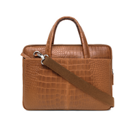 Oxhide Vintage Leather SLIM Laptop Bag -Minimalist Brown - J0066 CRC