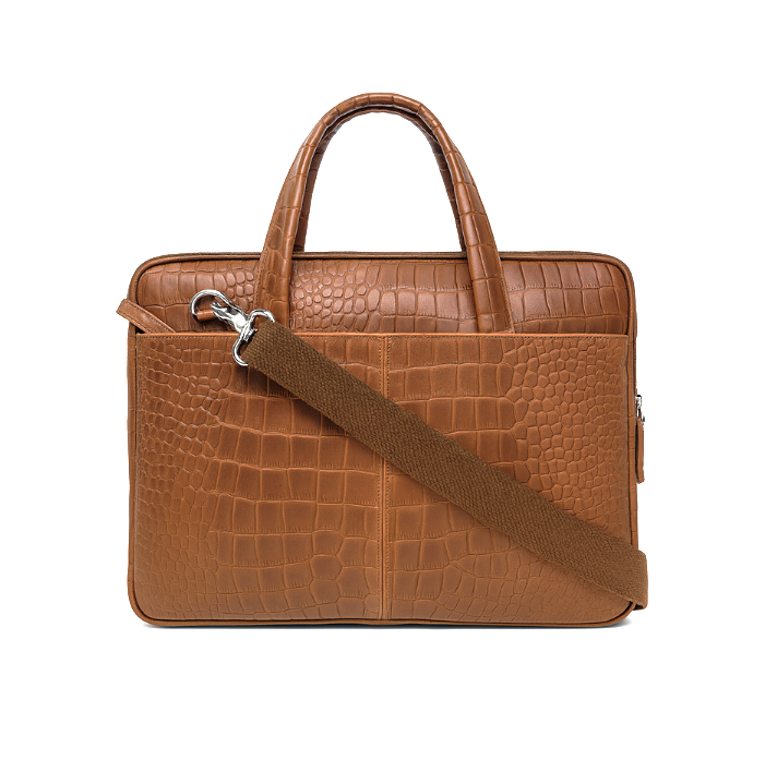 Oxhide Vintage Leather SLIM Laptop Bag -Minimalist Brown - J0066 CRC