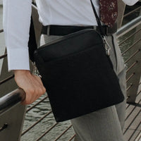 Premium Leather Messenger Bag - Full Grain Leather Sling Bag - Leather Bag for Men CR10 BLACK