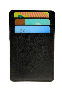 Card Holder Black vertical Grain Leather-3601