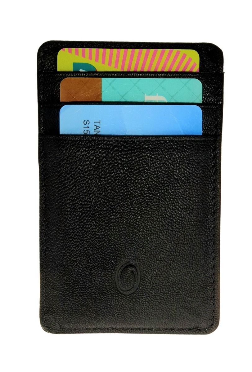 Card Holder Black vertical Grain Leather-3601