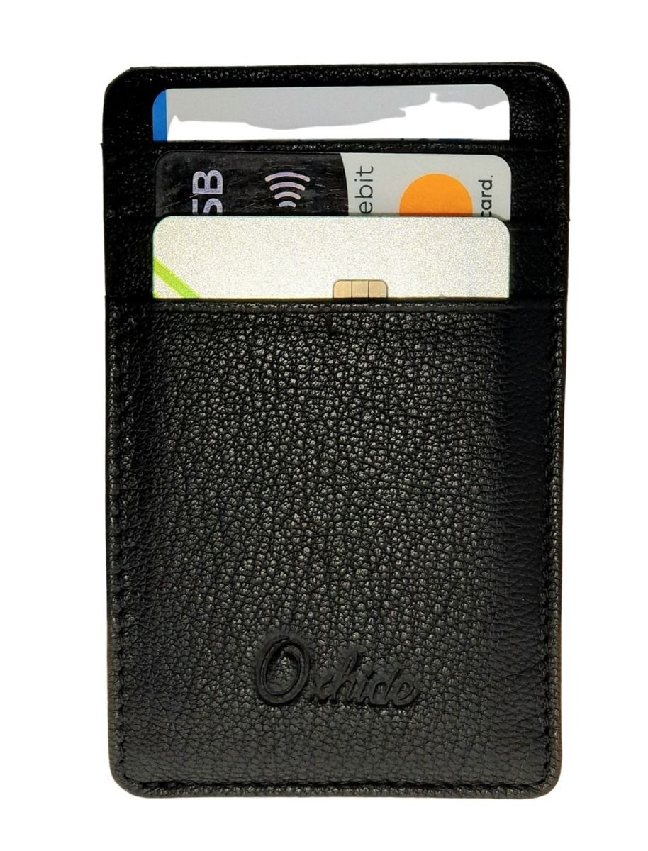 Card Holder Black vertical Grain Leather-3601