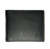 Wallet Men Black - Bifold Lucky  Wallet- Full Grain Leather Wallet with NO HOLE- Black Wallet - 3704