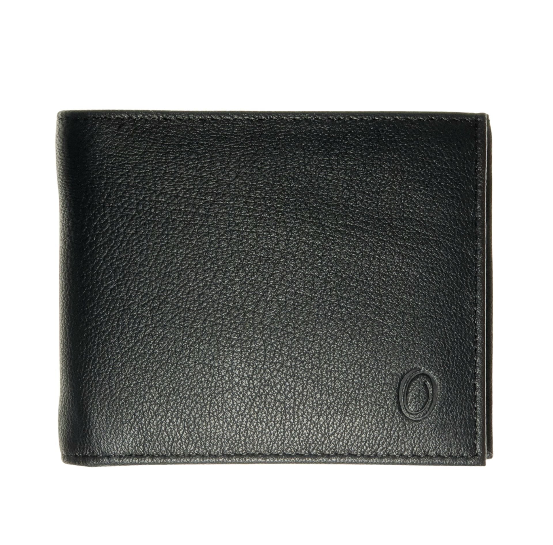 Wallet Men Black - Bifold Lucky  Wallet- Full Grain Leather Wallet with NO HOLE- Black Wallet - 3704