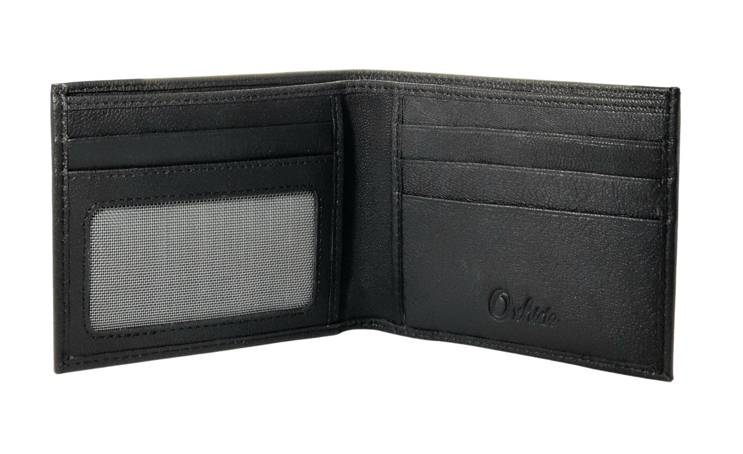 Wallet Men Black - Bifold Lucky  Wallet- Full Grain Leather Wallet with NO HOLE- Black Wallet - 3704