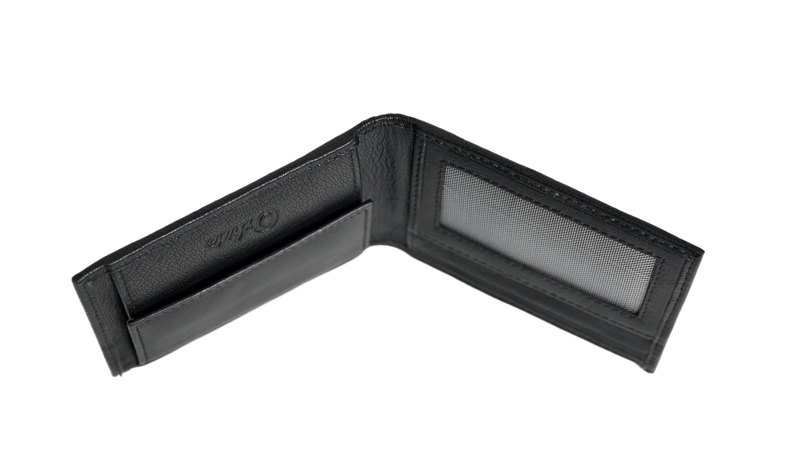 Wallet Men Black with coin pouch - Bifold Lucky Wallet- Full Grain Leather Wallet with NO HOLE- Black Wallet - 3704CP Oxhide