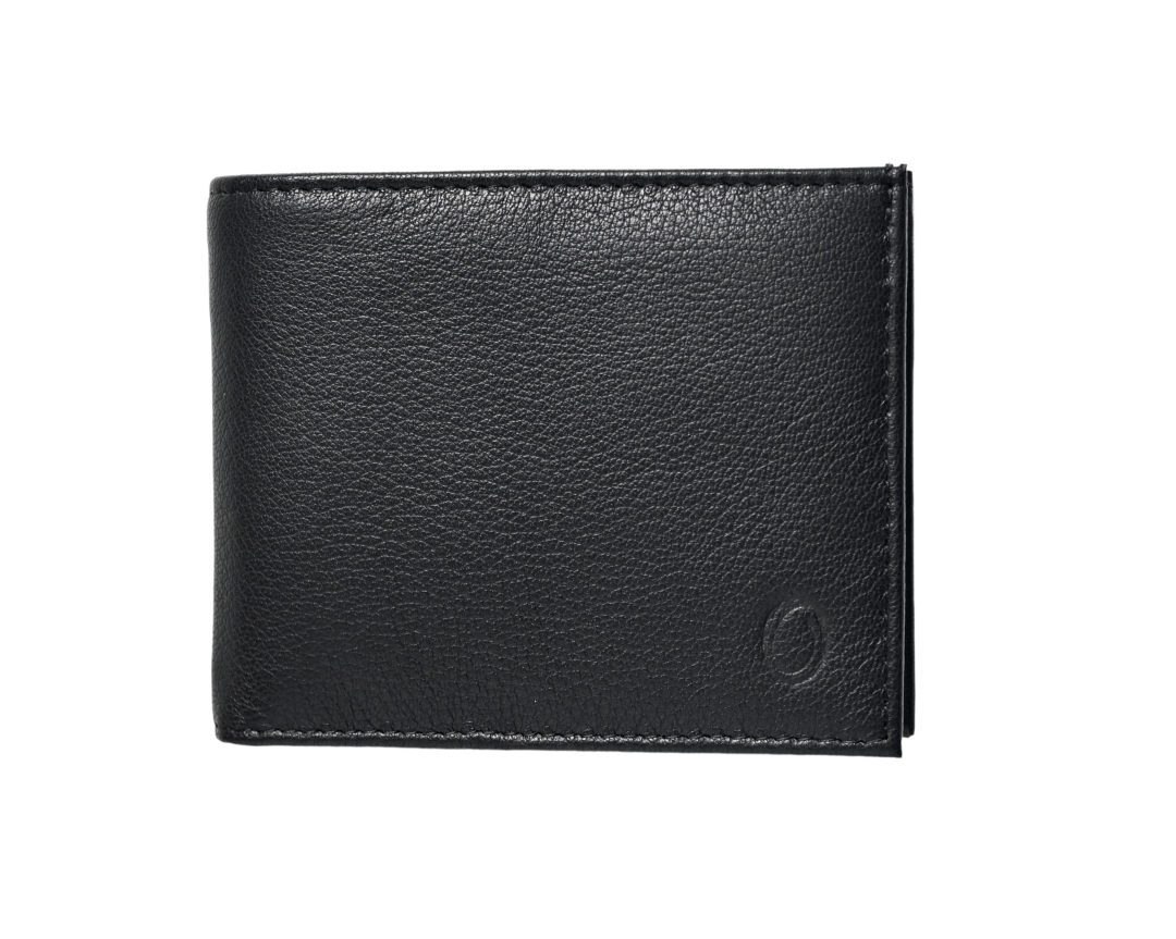 Wallet Men Black with coin pouch - Bifold Lucky Wallet- Full Grain Leather Wallet with NO HOLE- Black Wallet - 3704CP Oxhide